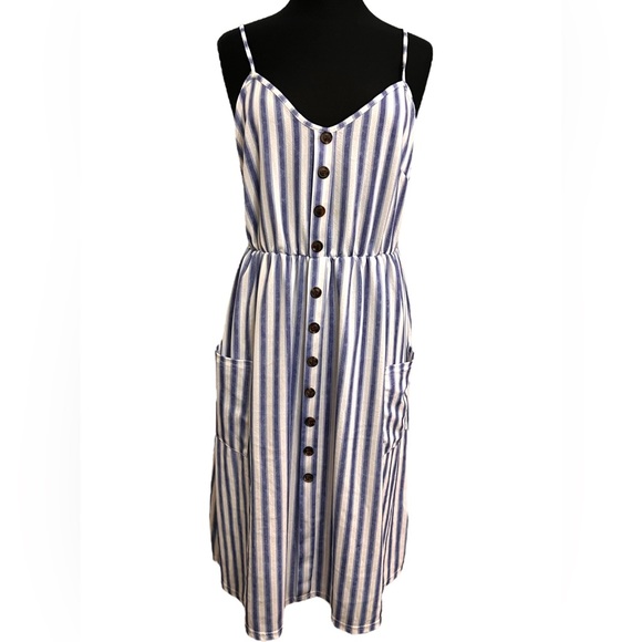 Dresses & Skirts - Blue and White Striped Dress with Pockets!